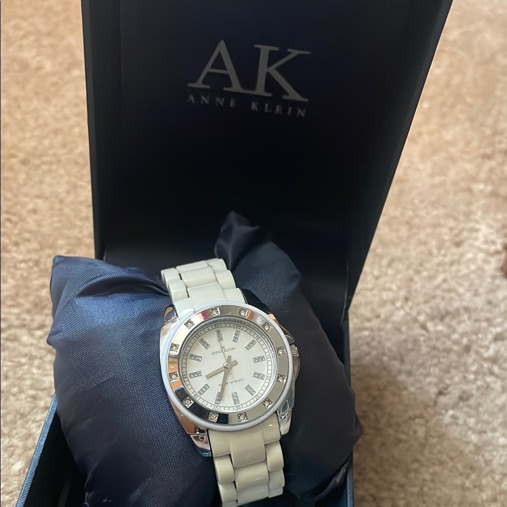Anne Klein Cream and Silver Watch